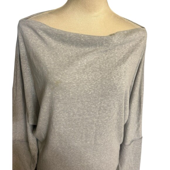 Free People We The Free Slouchy Gray Boat Neck Dolman Sleeve Pullover Top Sz M - Picture 4 of 11